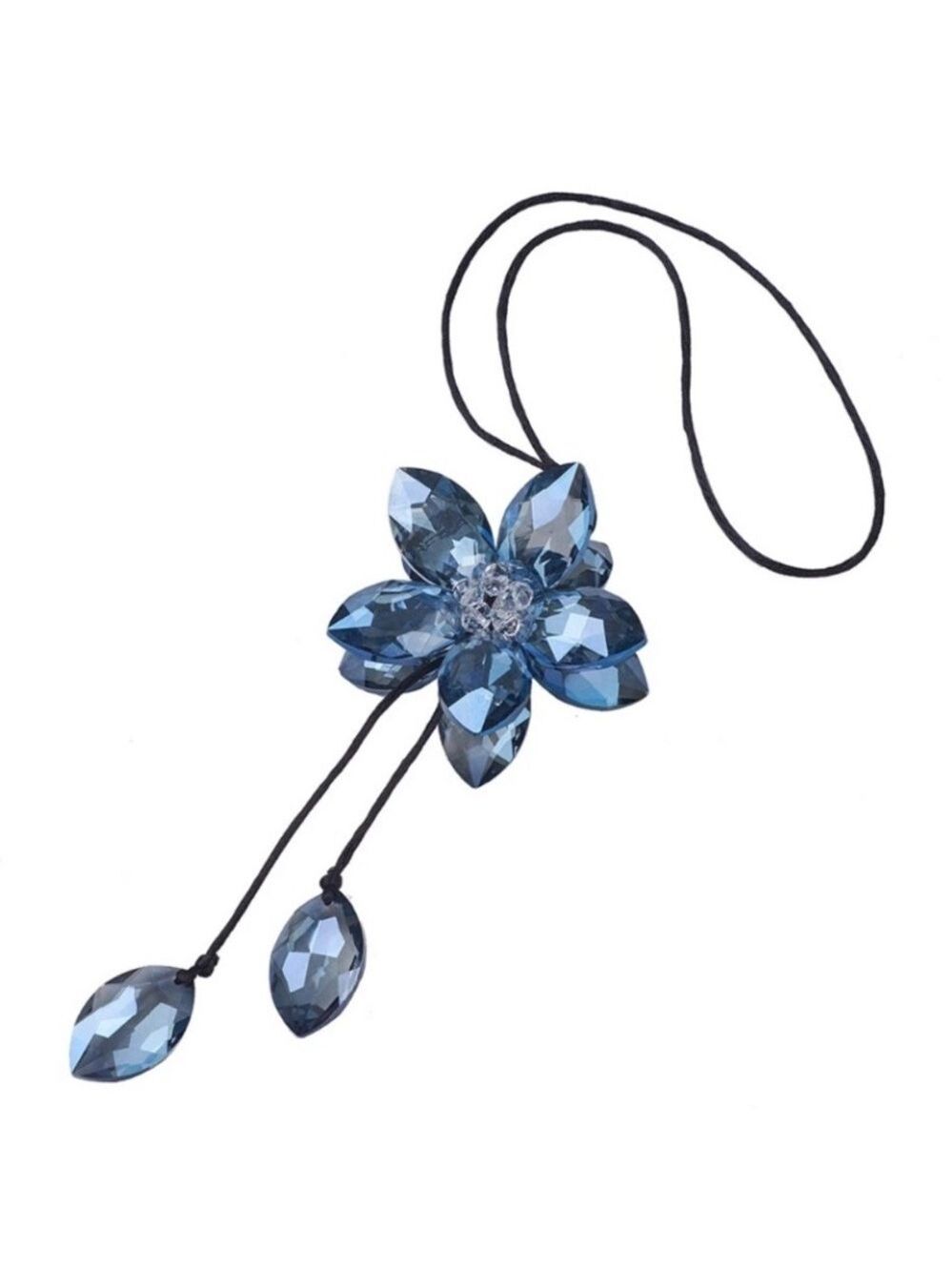 Blue Crystal Hanging Flower Ornament Sparkling Sun Catcher Garden Decor